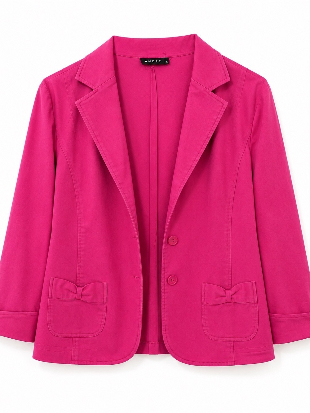 Andree Girls' Hot Pink Notch Lapel Blazer with Bow Pockets